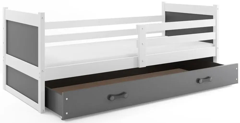 eoshop Detská posteľ RICO 1 80x190 cm, biela/grafitová (Voľba matraca: Penový matrac)